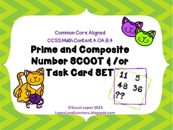 Common Core Aligned Prime and Composite Scoot & Task Card Set