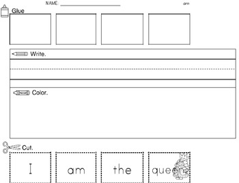 for kindergarten Sentences worksheets sight easy Cut word Paste Kindergarten And