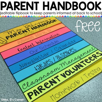 Editable Back to School Parent Handbook Flapbook