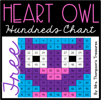FREE Valentine's Day Heart Owl Hundreds Chart Mystery Picture