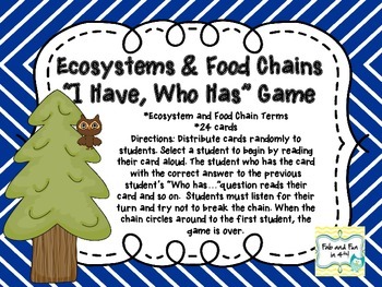 I Have, Who Has Ecosystems and Food Chains