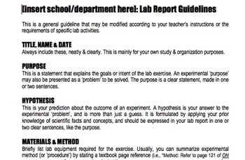 The Essentials of Writing a Good Lab Report for - Writing Center