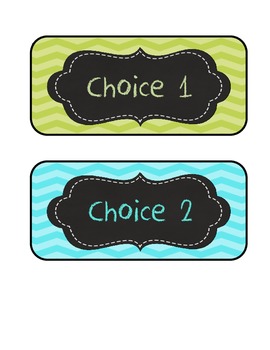 Lime green, Aqua blue, Chevron lunch choices /student numb