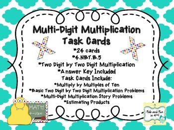Multi-Digit Multiplication Task Cards (2 Digit by 2 Digit)