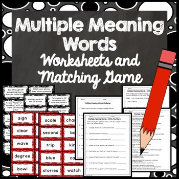 Multiple Meaning Words Matching Game (30 Matches)