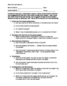 Research paper checklist