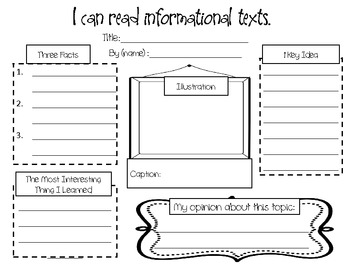 Reading Informational Text Graphic Organizers