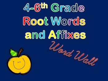 Root Words and Affixes Word Wall