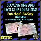 Solving One and Two Step Equations: Basic Guided Notes