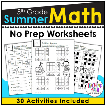 Summer Review NO PREP Math Packet – 5th to 6th Grade