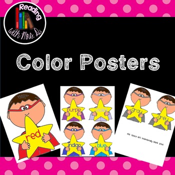 Superhero colour color posters and flashcards